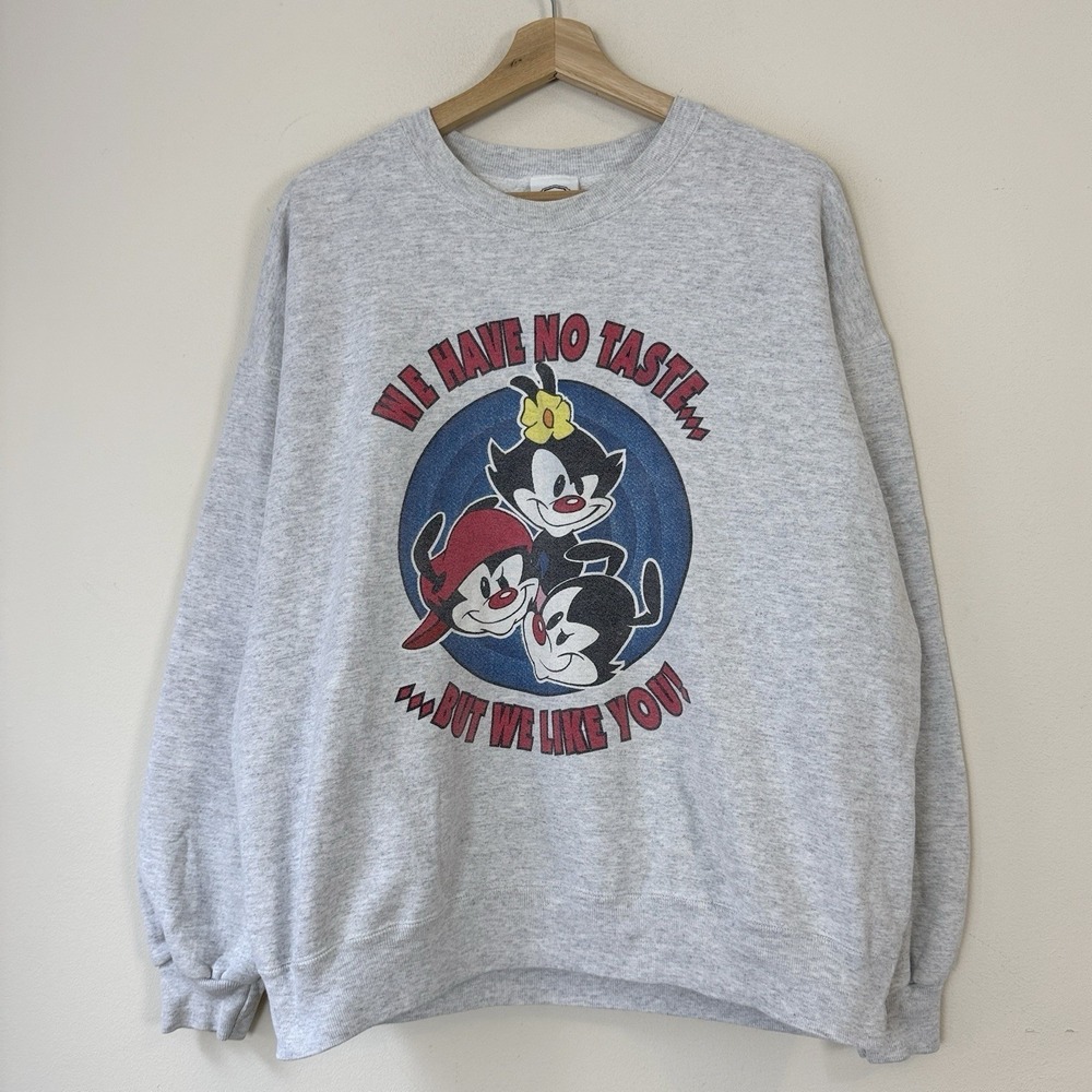 Vintage 90's Animaniacs Wakko Yakko Dot Cartoon Grey Sweatshirt - XL
